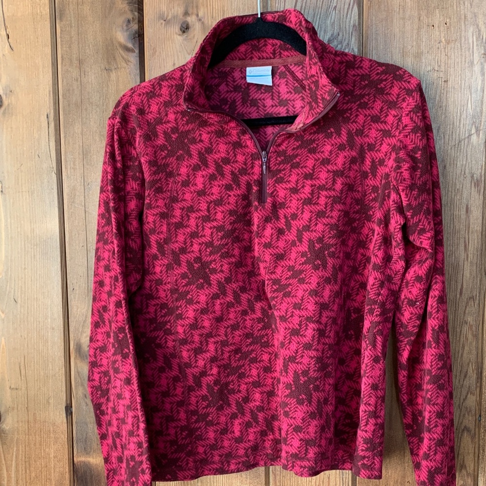 COLUMBIA Raspberry and Chocolate 1/2 zip Cozy Spring Fleece Jacket Kids Large